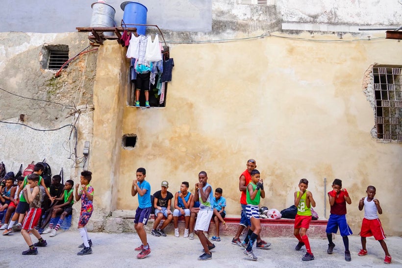 The teacher of this group of kids let us take photos of their boxing class for a little extra cash.