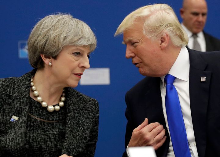 Theresa May and Donald Trump at the Nato summit in Brussels in May.