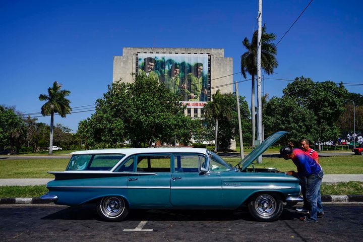 Classic cars are constantly breaking down in Cuba, this kind of scene just goes with the day-to-day lifestyle.