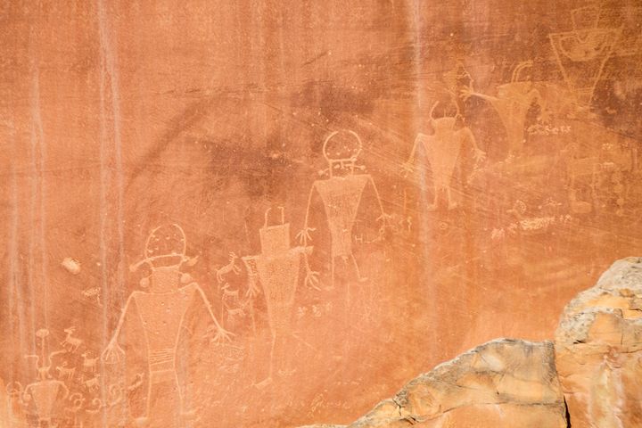 Detail shot of the Fremont Petroglyphs.