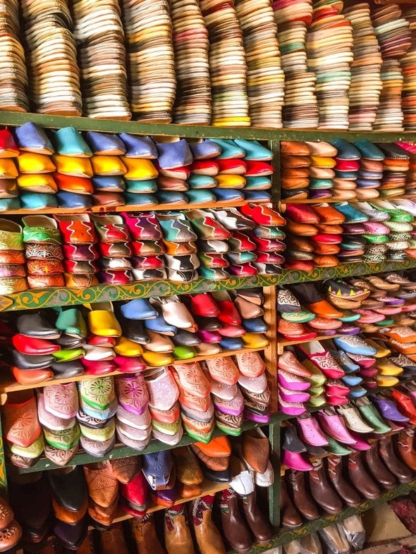 Moroccan slipper stall in the Medina
