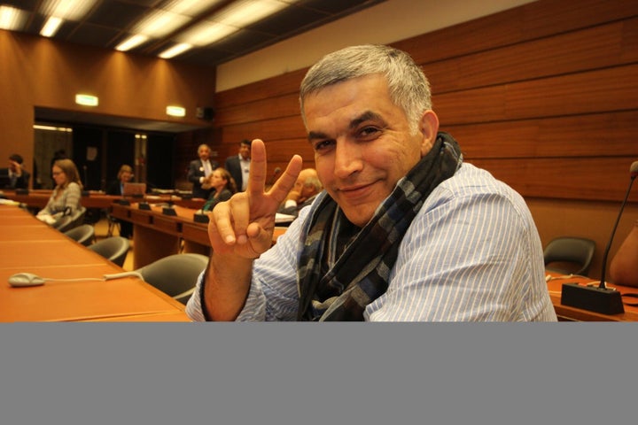 Bahrain human rights defender Nabeel Rajab, jailed a year ago today, who has managed to write articles from his prison cell.