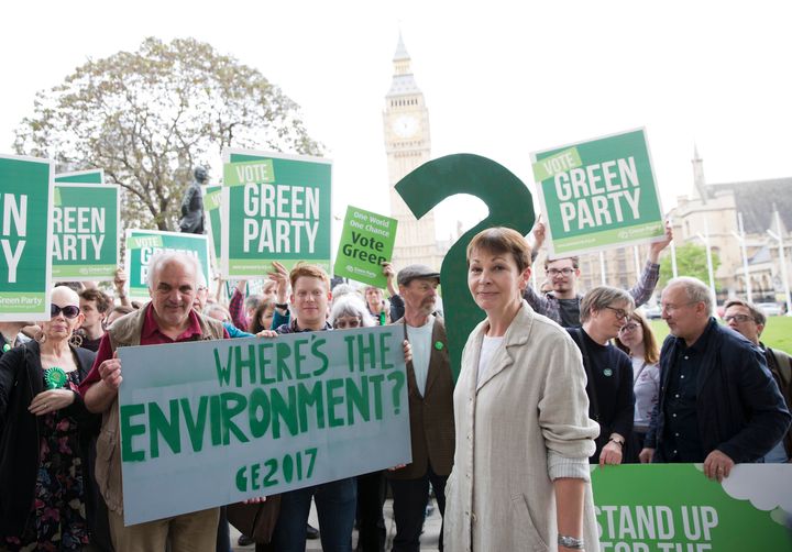 Green Party co-leader Caroline Lucas with campaigners.