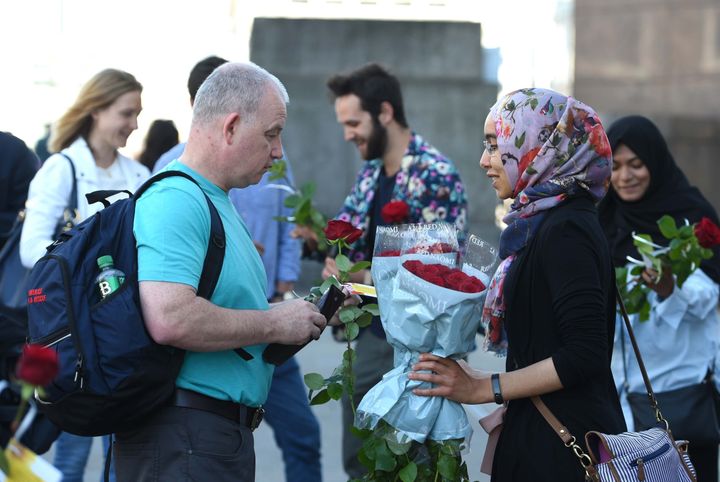 Zakia Bassou (R) organised the campaign as a way of showing love and unity following the attack