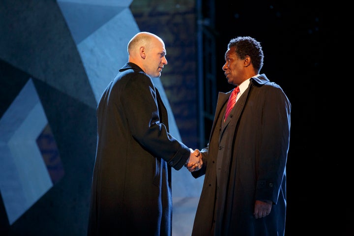 <p>Corey Stoll and John Douglas Thompson in The Public Theater’s <em>Julius Caesar</em></p>