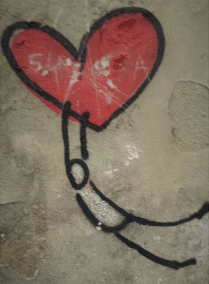 <p>Florence Italy graffiti art, while randomly thinking of Lori while walking in Florence during a cardiology conference, this image appeared on a building, there is an LA written in the heart - Lori Anne </p>