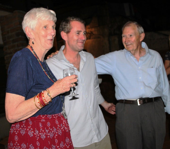 John Wood and his proud parents in Nepal at Room to Read’s 10,000th library celebration in 2010.