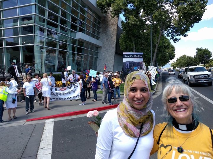 Interfaith protestors attend a Unity Rally in San Jose, California.