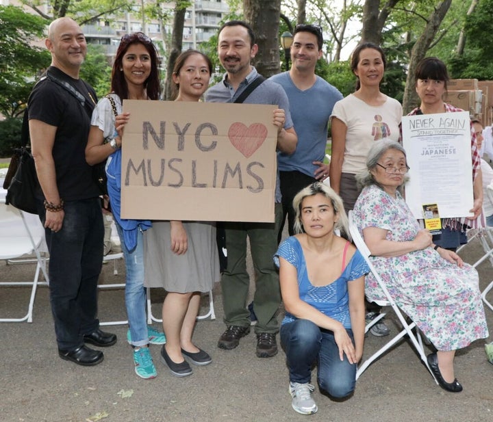 Interfaith supporters attend an iftar in New York City on Saturday.