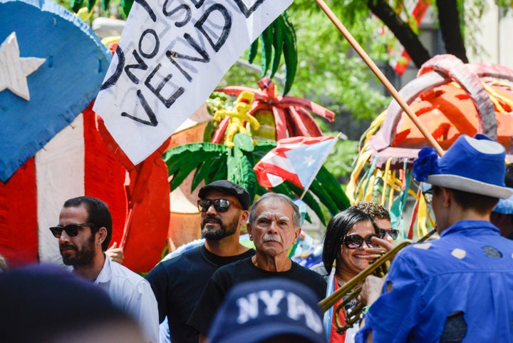 Oscar López Rivera participates in the annual Puerto Rican Day Parade on Fifth Ave.