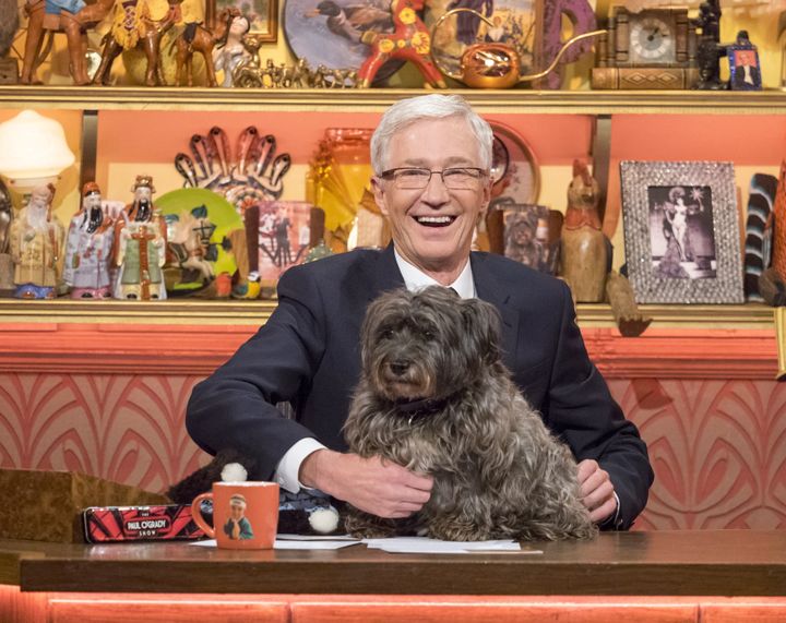Paul with his pet pooch Olga on his teatime chat show