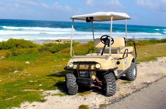 Typical Golf cart used to get around Isla Mujeres