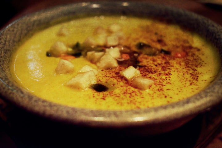 <p>Warm up with the poblano & leek soup</p>