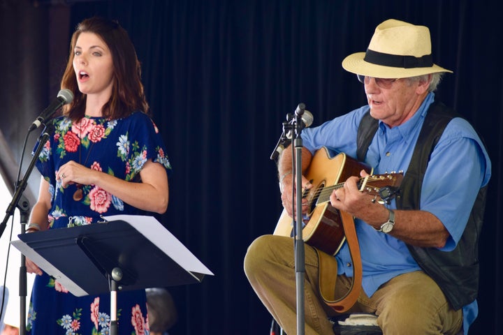 <p>Bonnie Avett Rini and Jim Avett at MerleFest, April 30, 2017.</p>