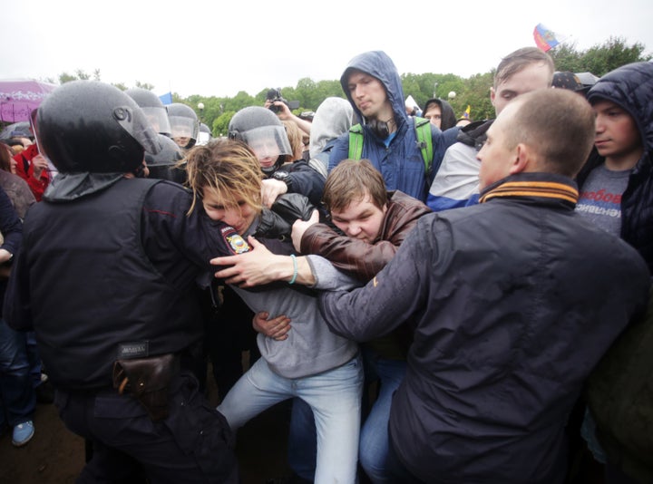 Protests were held in more than 100 cities, including in St. Petersburg, where up to 900 people were reportedly detained.