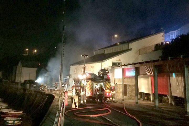 Fire crews at the blaze at Rick Stein's Porthleven restaurant 