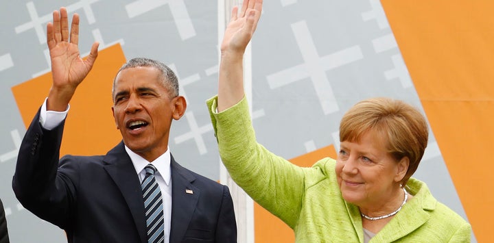 Chancellor Merkel and former U.S. President Obama at the German Protestant ‘Kirchentag’, Berlin, May 2017. 