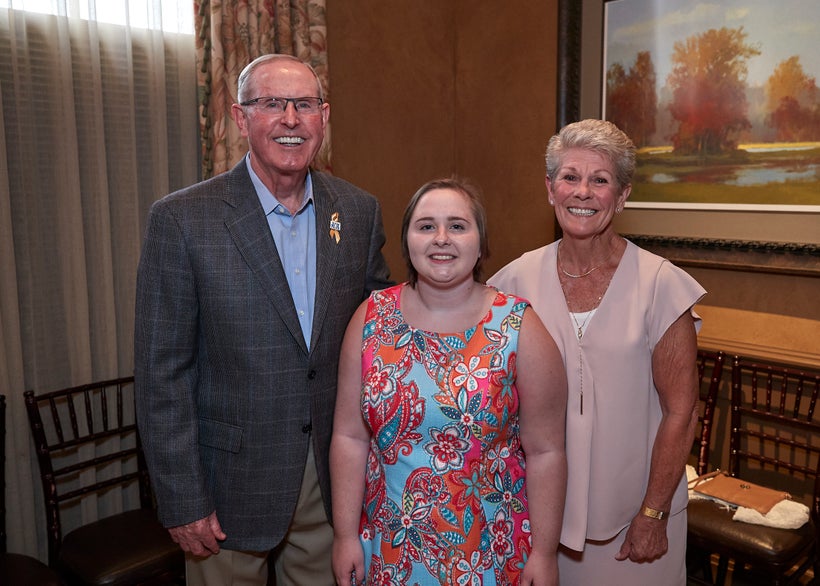 Tom and Judy Coughlin with scholarship winner Jessica Mauch.