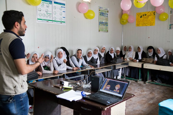 International Medical Corps' community health team hosts an education event at a girls' school in Gogjali, a neighborhood in eastern Mosul that has been under the control of the Iraqi army since late 2016. Under ISIL, girls were not allowed to go to school, which means most of them have just returned to the classroom after two years. The event covered common health issues as well as the importance of healthy habits, such as hand-washing.