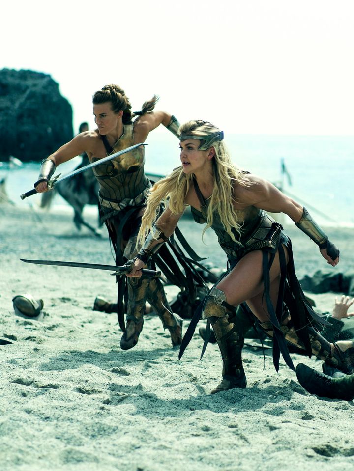 Madeleine Vall Beijner and Brooke Ence during the first fight scene in "Wonder Woman."