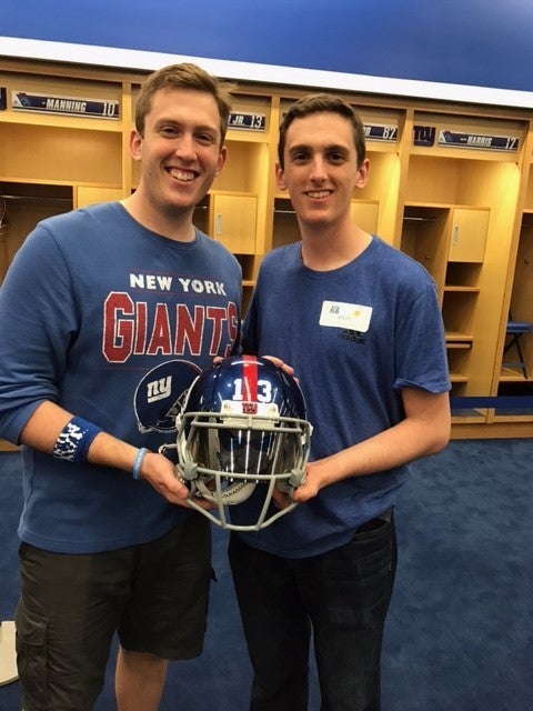 Scholarship winner William Frasco (right) at the Tom Coughlin Jay Fund Foundation annual Sundae Blitz at MetLife Stadium.