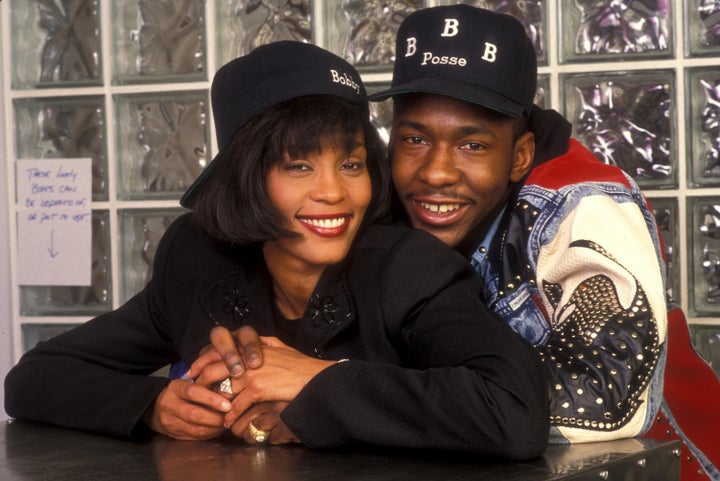 Whitney on the day of her engagement to Bobby Brown