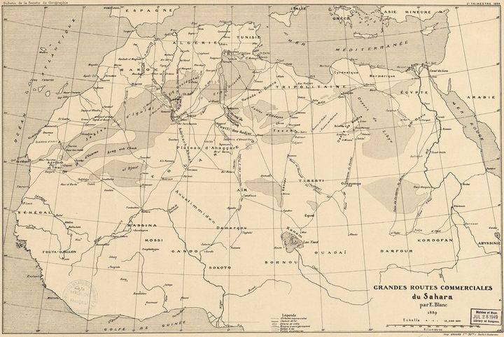  Major trade routes in Sahara, 1889. 