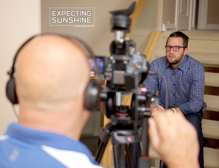 Aaron Chute being interviewed for Expecting Sunshine: The Truth About Pregnancy After Loss documentary film. 