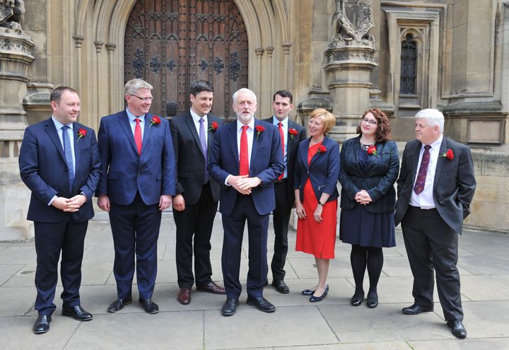 Jeremy Corbyn with Labour's newly elected Scottish MPs.