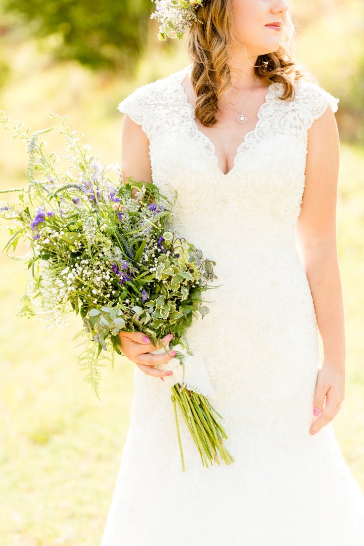 A close-up of the beautiful dress. 