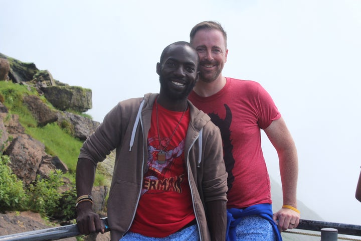 Eric and David Shoen-Ukre enjoy Niagara Falls on the first day of the honeymoon in 2016. 