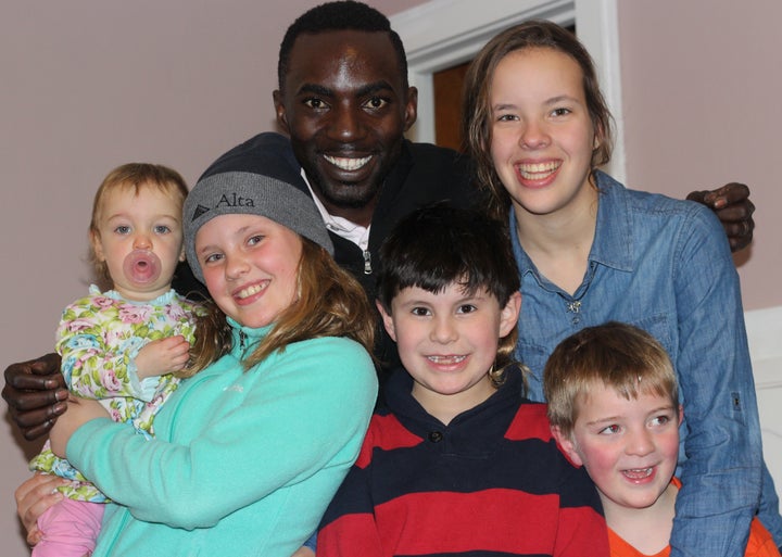David poses with some of his nieces and nephews just before we were asked which one of us was the wife by our nephew.