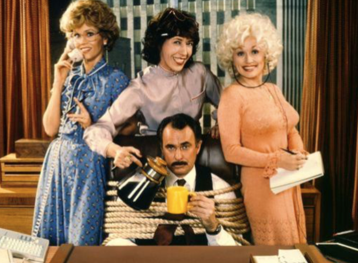 Jane Fonda, Lily Tomlin, Dolly Parton, and Dabney Coleman in 9 to 5.