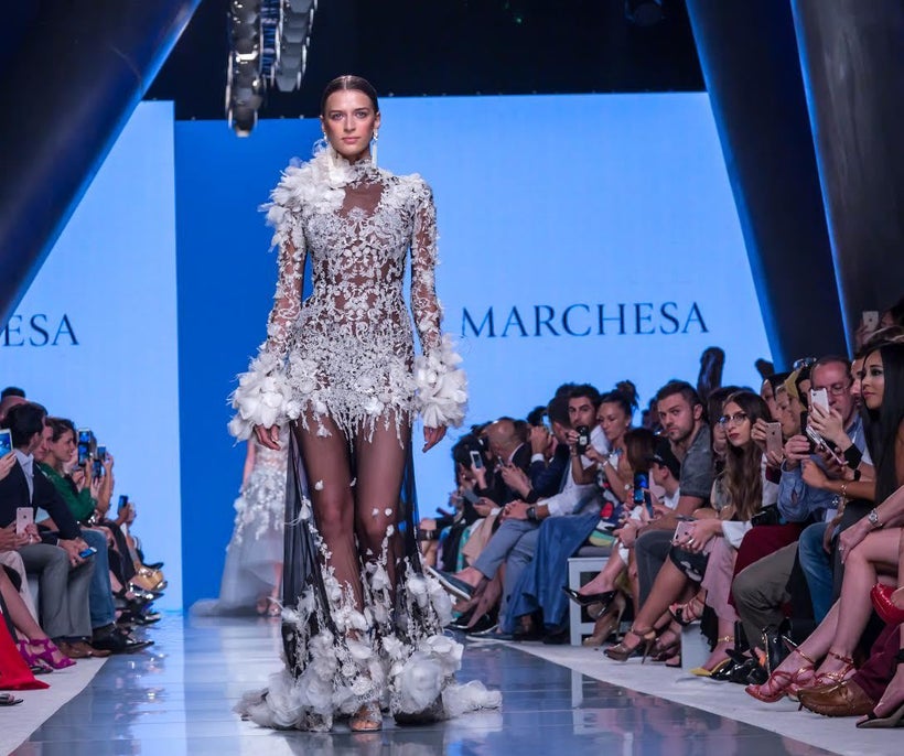 Model wearing Marchesa