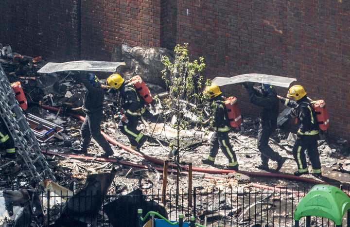 Fire crews at the scene of the blaze on Wednesday morning 