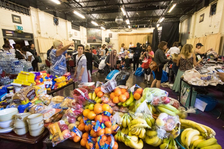 Mountains of food accumulates as the kindness of Londoners is demonstrated at the Maxilla Social Club