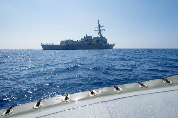 The USS Dewey, a guided-missile destroyer from the US navy, patrolled in the South China Sea on May 24 2017.