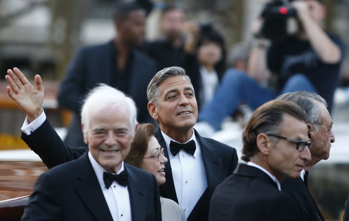 Nick and George Clooney enjoy some pre-wedding celebrations. 