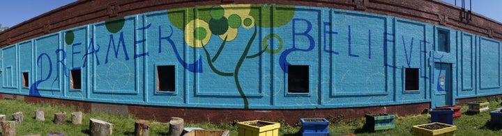 <p>The mural painted by students on the side of KIPP Bloom Middle School.</p>