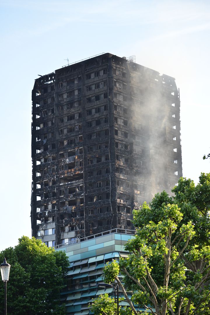 The Government has said 27 high-rise buildings in 15 council locations have failed fire safety checks because of cladding; Grenfell Tower that caught ablaze on June 14 is seen above