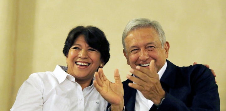 Andres Manuel Lopez Obrador (AMLO), right, with Delfina Gomez of his MORENA party. Gómez narrowly lost the Mexico State gover