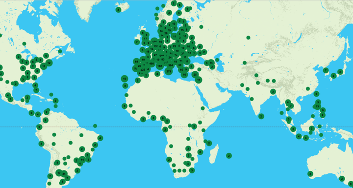 A partial map of all the cities which pledge to fight climate change, with or without Donald Trump.