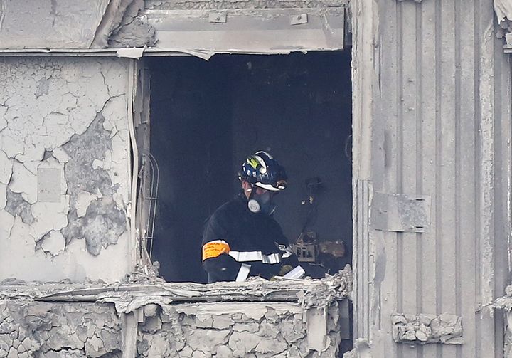 Fire officers in Grenfell Tower.