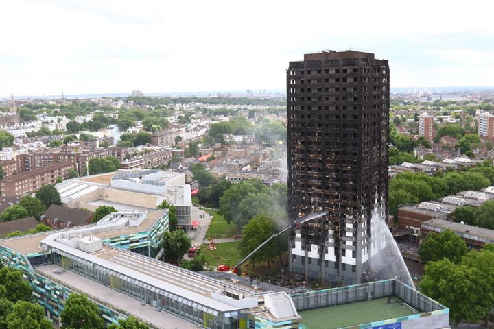 What remains of Grenfell Tower in Kensington 