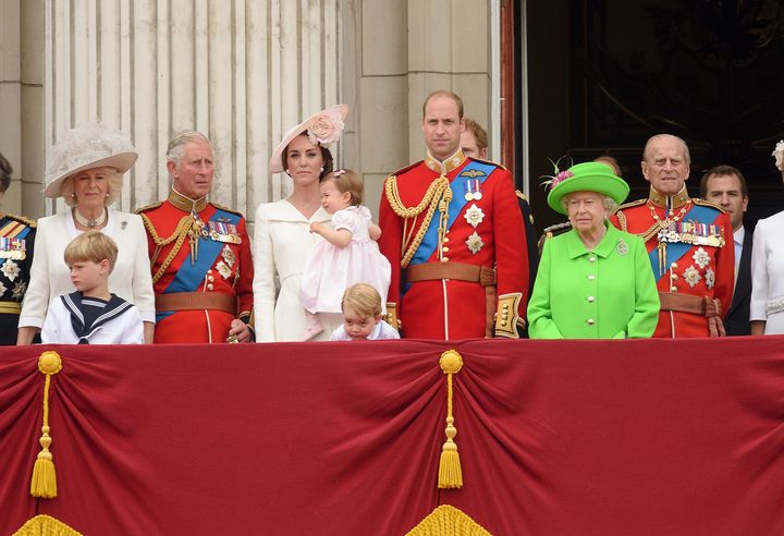 The Royal family watch proceedings from the balcony of Buckingham Palace