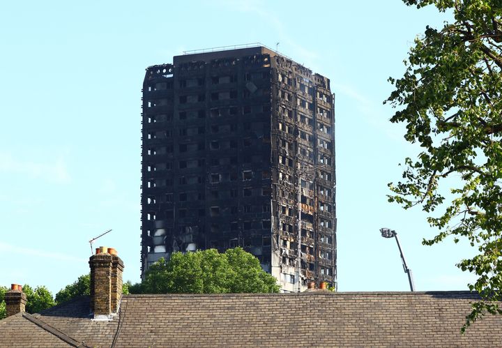 What remains of Grenfell Tower after the blaze