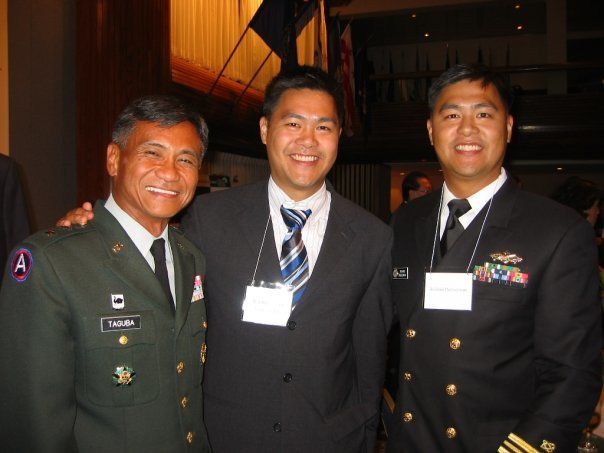 From L-R: Maj. Gen. Tony Taguba, USA Ret.; me; CMDR Roland de Guzman, USN