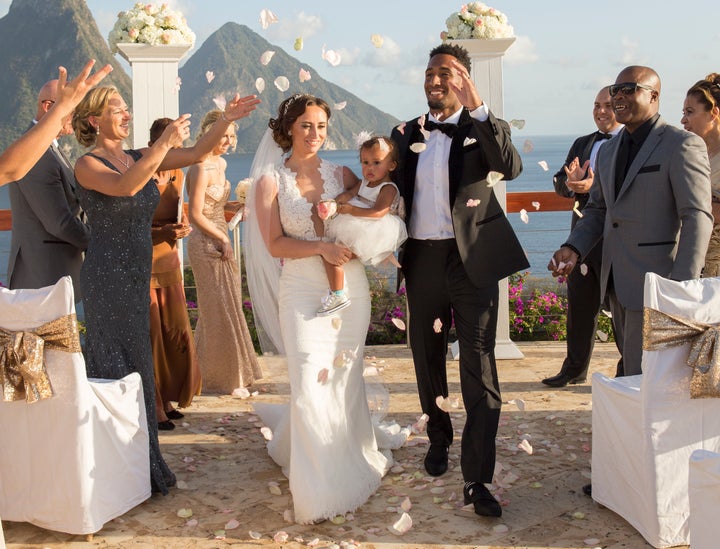 Groom Logan Ryan, bride Ashley Bragg and their daughter Avery. 