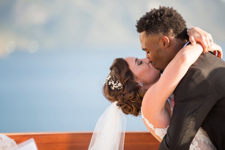 The couple got married at Jade Mountain Resort in St. Lucia. 