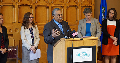 <p>CT State Senator Edwin Gomes speaking at a coalition event.</p>